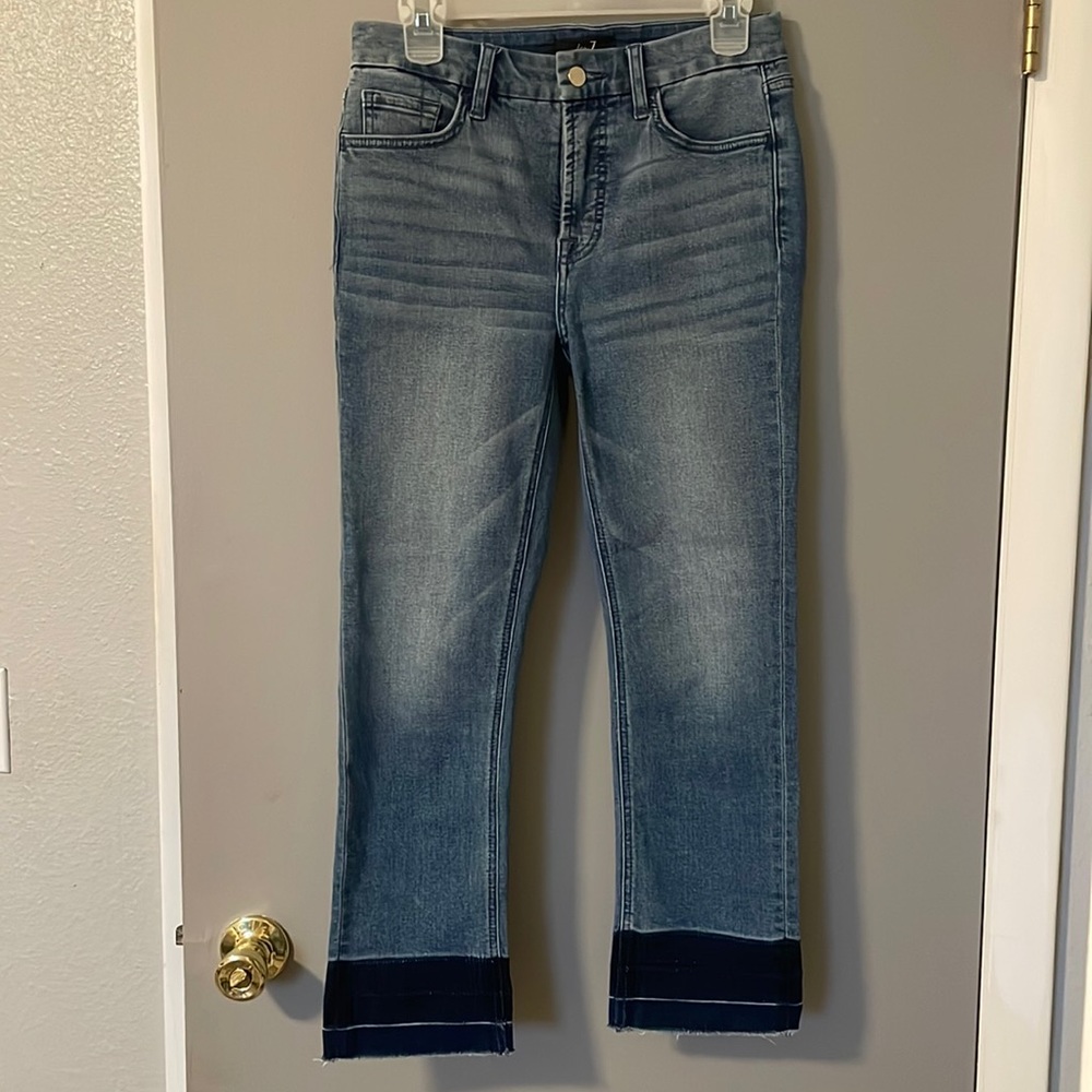 Jen7 by 7 for All Mankind raw hem ankle straight leg jean size 4